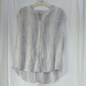 Splendid gray and white striped sleeveless button-down shirt